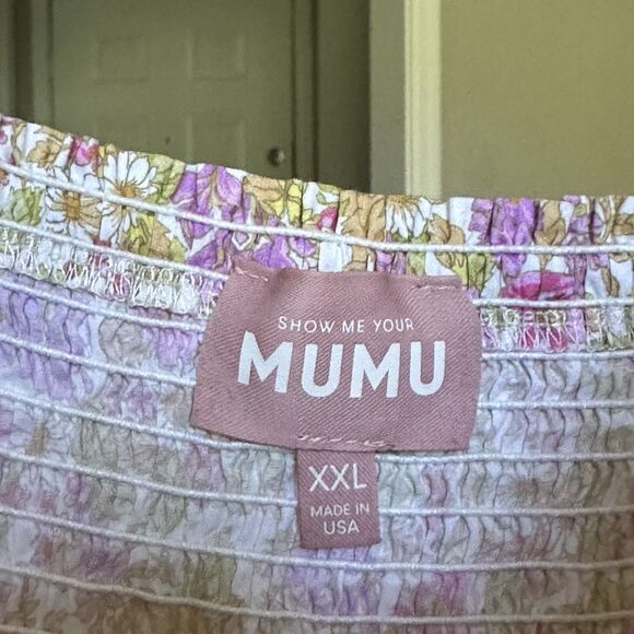 Show Me Your Mumu Floral Brenda Midi Dress XXL Cap Flounce Sleeve Flowy Pink - Picture 7 of 10